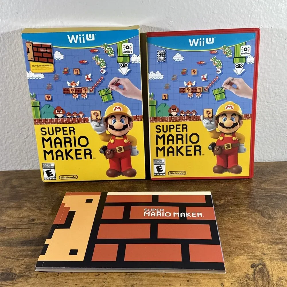 Super Mario Maker Wii U CIB Game Nintendo Wii U 2015 w/ Slipcover + Book